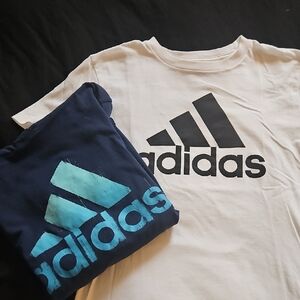 Adidas Kids' White and Blue Logo T-Shirts